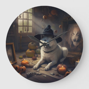 Grande Horloge Ronde Potirons d'Akita Halloween Épouvantables