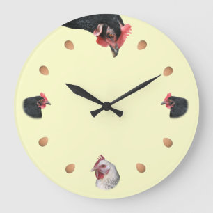 Grande Horloge Ronde Poulets et oeufs