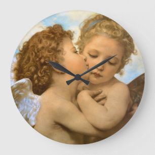 Grande Horloge Ronde Premier Baiser (détail d'ange) par Bouguereau