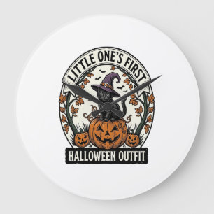 Grande Horloge Ronde Premier costume d'Halloween Vintage Chat Noir Citr