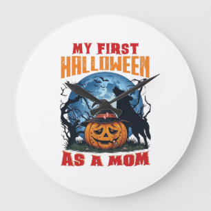 Grande Horloge Ronde Premier Halloween en tant que maman citrouille lou