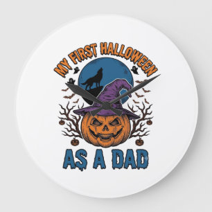 Grande Horloge Ronde Premier T-shirt Papa Halloween Vintage Citrouille