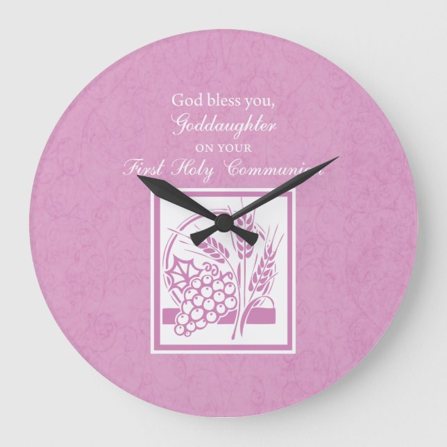 Grande Horloge Ronde Première communion Godgirl, rose (Recto)