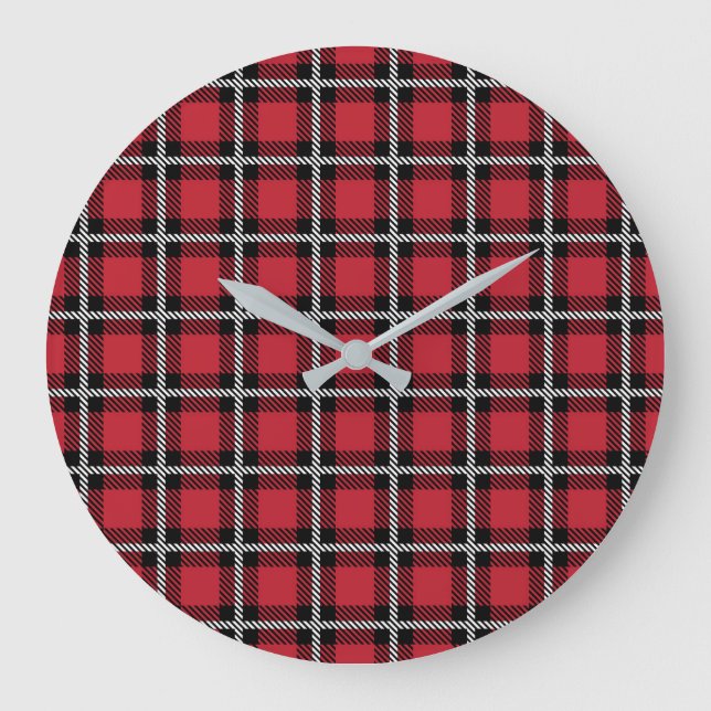 Grande Horloge Ronde Preppy Red Grid Check Design (Recto)