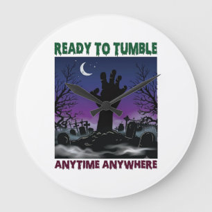 Grande Horloge Ronde Prêt à Bascule Main de Zombie Halloween Cimetière