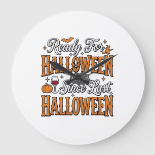 Grande Horloge Ronde Prêt pour Halloween Vintage Gravure Design de T-Sh