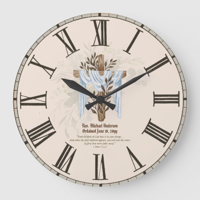 Grande Horloge Ronde Prêtre nouvellement ordonné Pasteur Deacon Ministr (Recto)