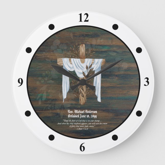 Grande Horloge Ronde Prêtre nouvellement ordonné Pasteur Deacon Ministr (Recto)
