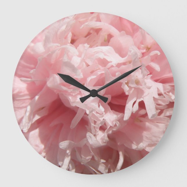 Grande Horloge Ronde Pretty Pale Pink Poppy Wall Clock (Recto)