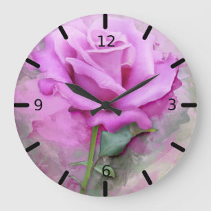 Grande Horloge Ronde Pretty Pink Rose Large Clock