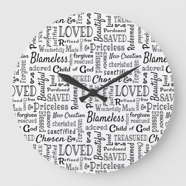 Grande Horloge Ronde Priceless Christian Words of Affirmation (Recto)