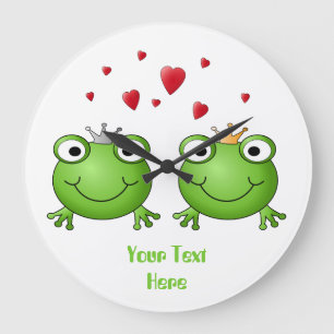Grande Horloge Ronde Prince Frog et Prince Frog Princess, with heart.