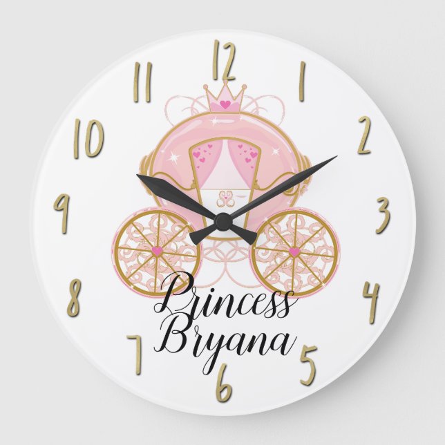 Grande Horloge Ronde Princess Royal Rose & Gold Carriage Wall Art (Recto)
