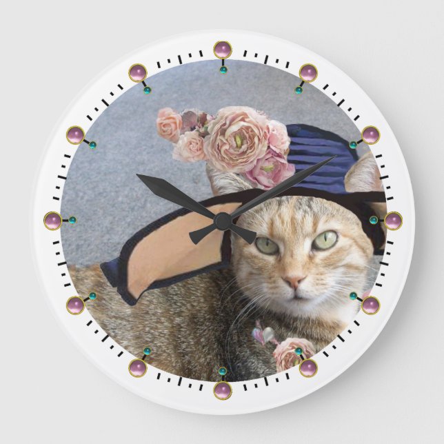 GRANDE HORLOGE RONDE PRINCESS TATUS/ÉLÉGANT CHAT, GRAND CASQUETTE DIVA  (Recto)