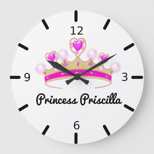 Grande Horloge Ronde Princesse Tiara personnalisée (Recto)