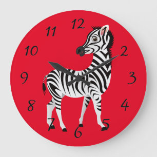 Grande Horloge Ronde Profil Zebra Animé Poster