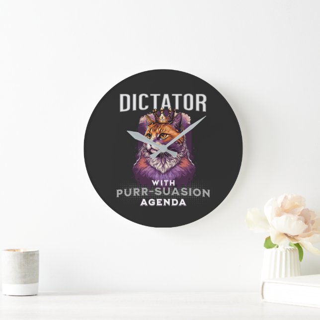 Grande Horloge Ronde Programme de persuasion Citation de chats amusante (Maison)