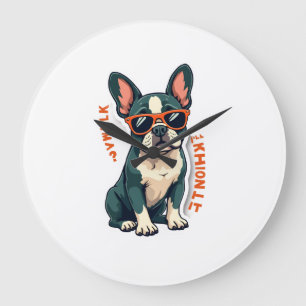 Grande Horloge Ronde Promenade Vintage J'y Réfléchirai Bouledogue Franç