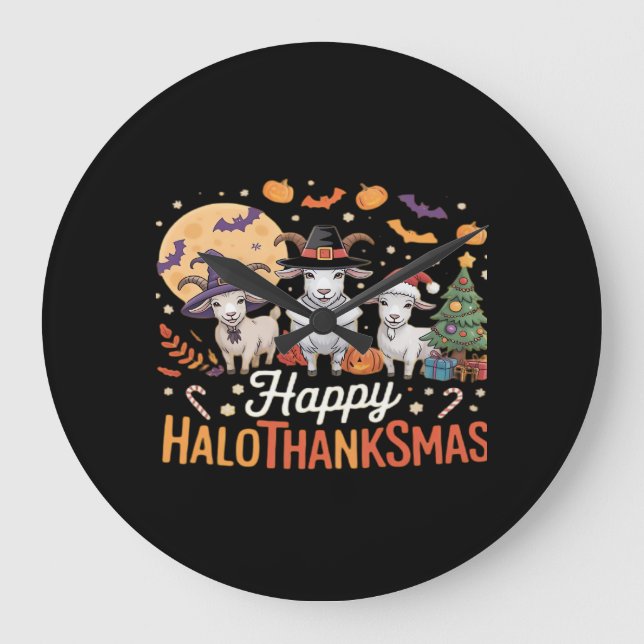 Grande Horloge Ronde Propriétaires Amoureux des animaux heureux Halloth (Recto)