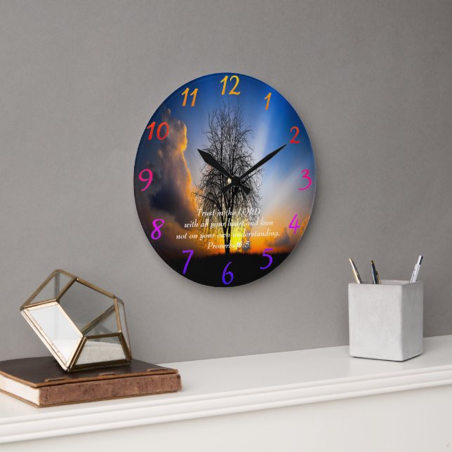 Grande Horloge Ronde Proverbes 3:5 ème (Bureau)
