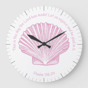 Grande Horloge Ronde Psaume 118:24 C'est le jour avec coquillage