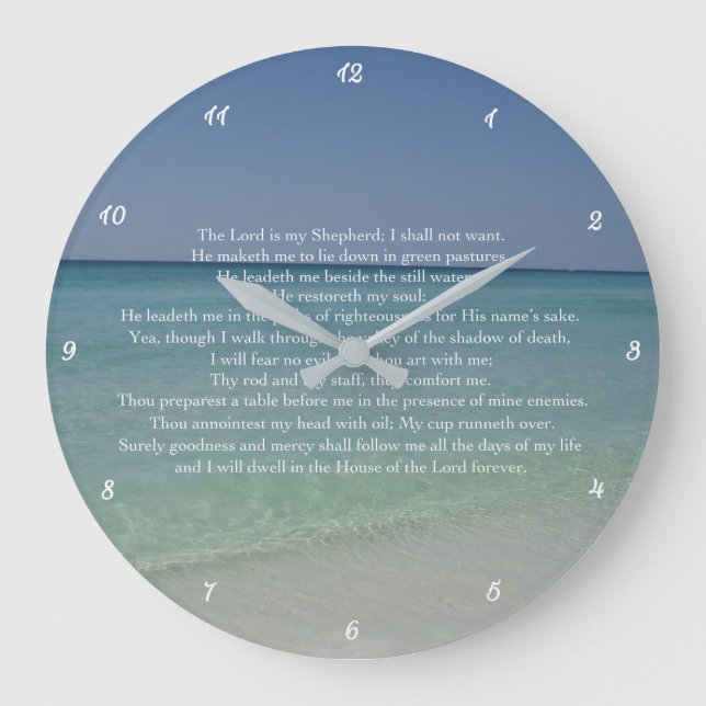 Grande Horloge Ronde Psaume 23 Le Seigneur est Mon Berger Belle Plage (Recto)