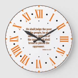 Grande Horloge Ronde Psaumes 72:4 KJV Bible Verse II chiffres romains