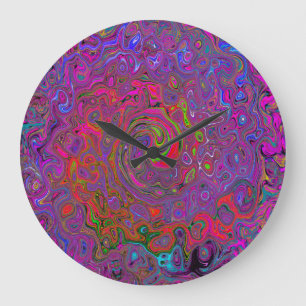 Grande Horloge Ronde Psychedelic Groovy Magenta Retro Liquid Swirl