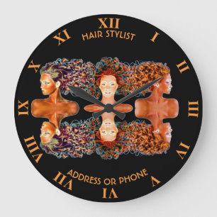 Grande Horloge Ronde Psychédélique Filles Coiffeur Styliste Coiffeur De