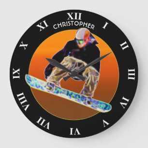 Grande Horloge Ronde Psychédélique Snowboard