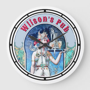 Grande Horloge Ronde Pub Art Nouveau de l'époque victorienne