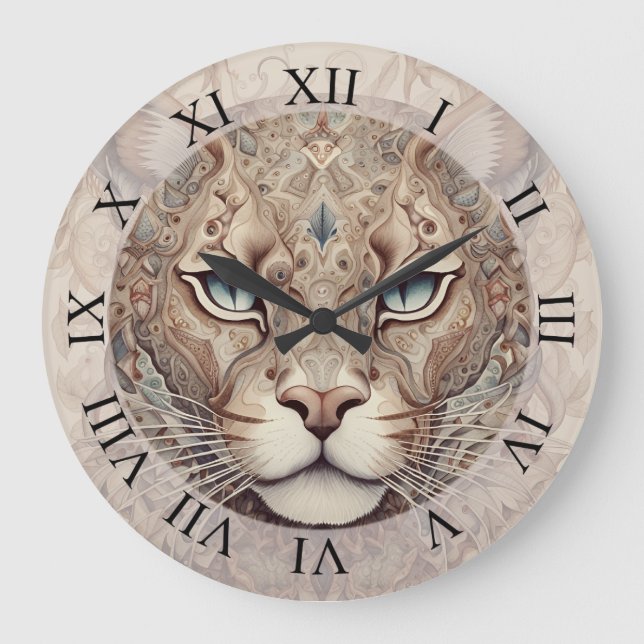 Grande Horloge Ronde Puma Face Surreal Art (Recto)
