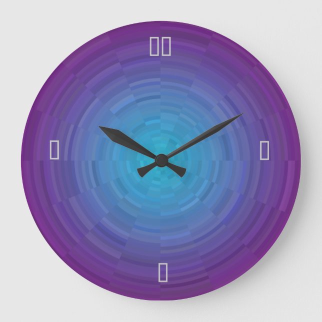 Grande Horloge Ronde Purple Blue Illuminated >Patterned Wall Clock (Recto)