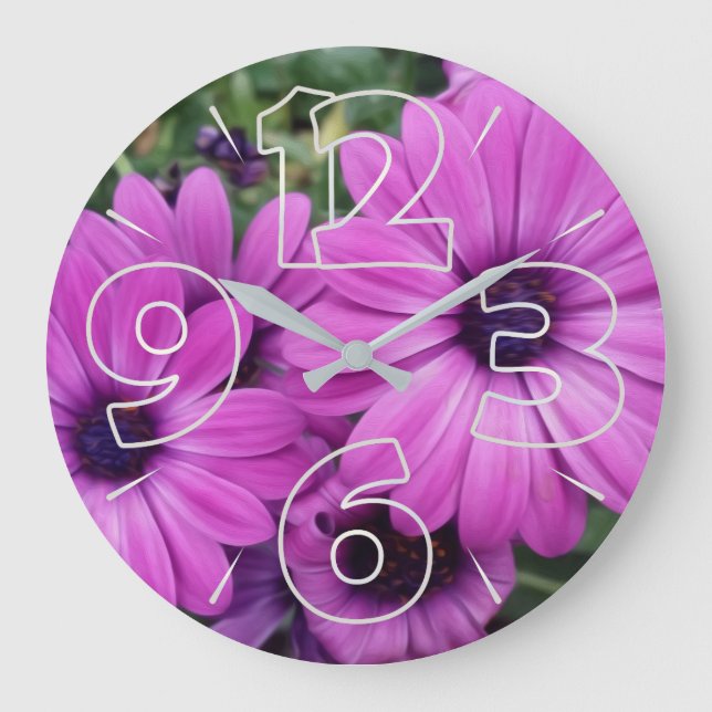 Grande Horloge Ronde Purple daisies (Recto)