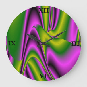 Grande Horloge Ronde purple green abstract