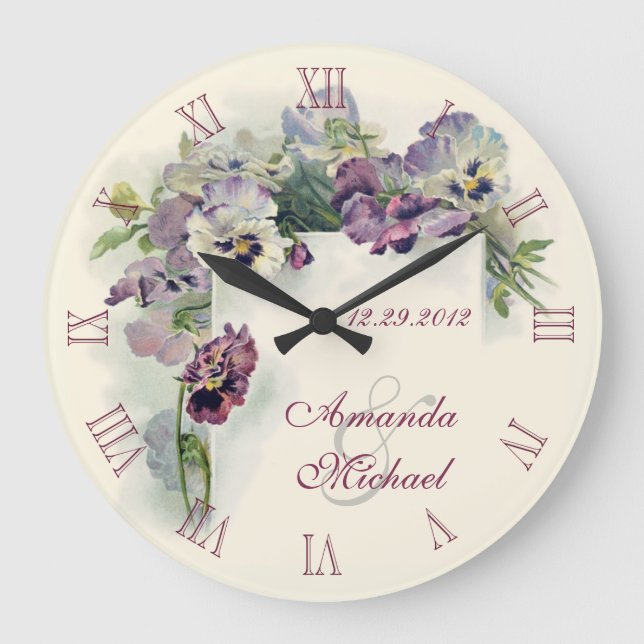 Grande Horloge Ronde Purple pansies wedding anniversary (Recto)
