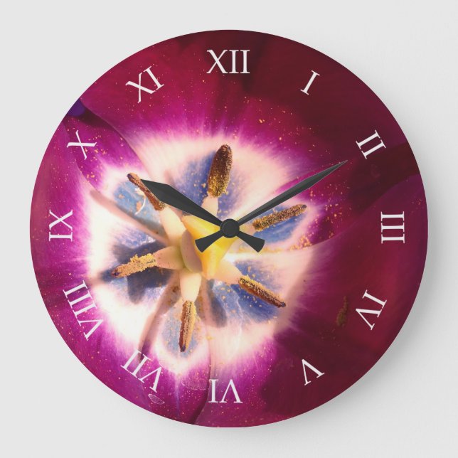 Grande Horloge Ronde Purple tulip Floral (Recto)