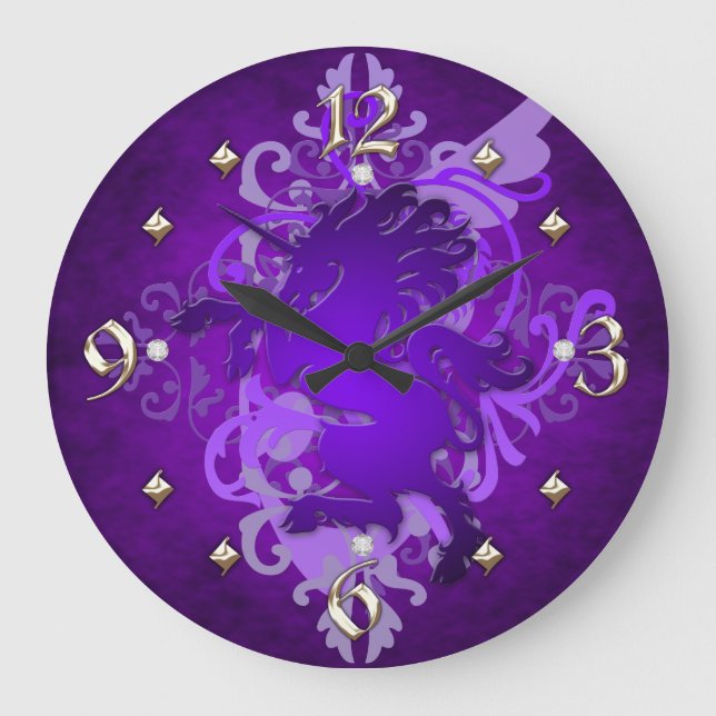 Grande Horloge Ronde Purple Unicorn Fantasy (Recto)