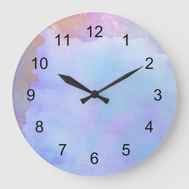Grande Horloge Ronde Purple water color clock / dorm room (Recto)