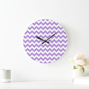 Grande Horloge Ronde Purple Zigzag, Purple Chevron, Motif géométrique
