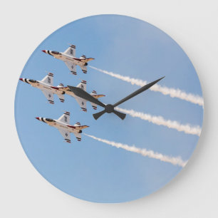 Grande Horloge Ronde Quatre Thunderbirds F-16 volent dans la formation