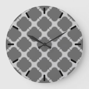 Grande Horloge Ronde Quatrefoil aux nuances du gris