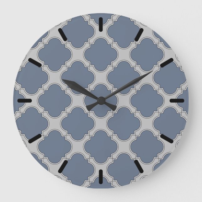 Grande Horloge Ronde Quatrefoil gris bleu (Recto)