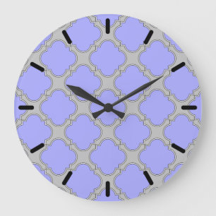 Grande Horloge Ronde Quatrefoil periwinkle et gris