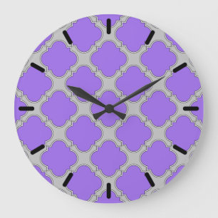 Grande Horloge Ronde Quatrefoil violet et gris