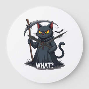 Grande Horloge Ronde Quel Chat Chat Noir Halloween Chat Effrayant Chat