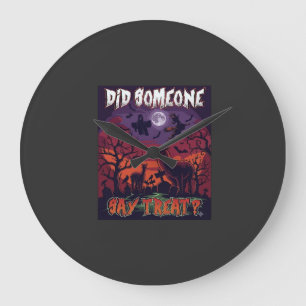 Grande Horloge Ronde Quelqu'un a dit friandise Halloween Lama Sorcière 