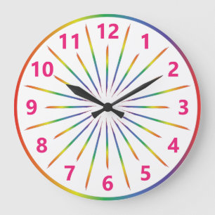 Grande Horloge Ronde Raies arc-en-ciel