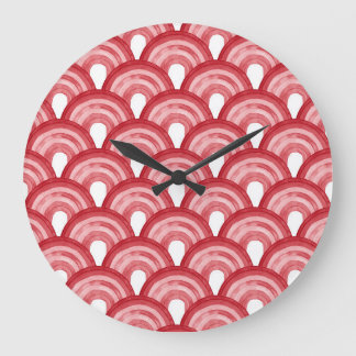 Grande Horloge Ronde Rainbow in watercolor - red pattern