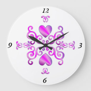 Grande Horloge Ronde Rainbow Lily et le coeur